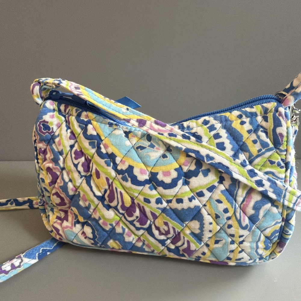 Vera Bradley Capri Blue Crossbody Shoulder Bag Purse Paisley Small Cotton - Picture 4 of 11